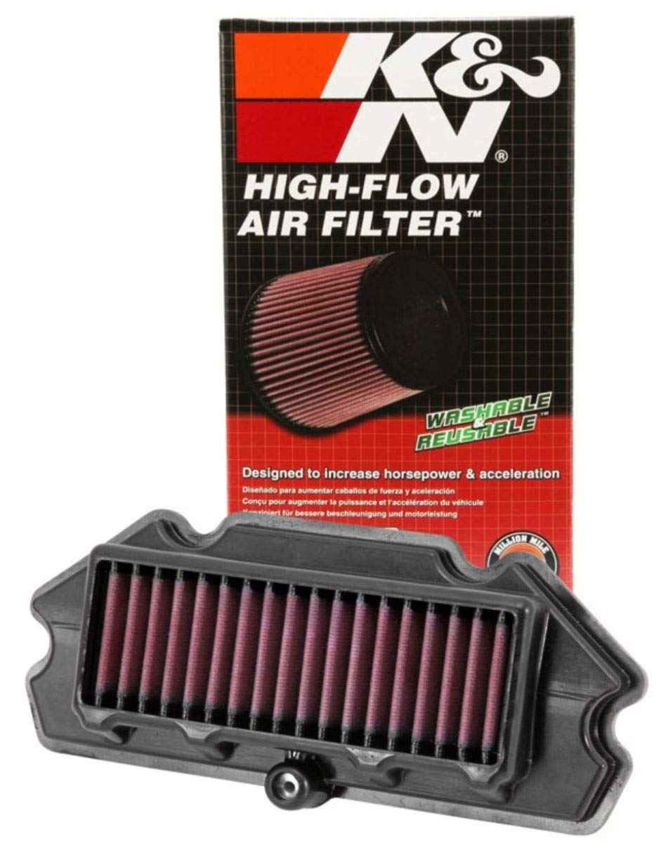 K&N KA-6512 High-Flow Lifetime Engine Air Filter for Kawasaki Ninja 650, EX650, ER6N & ER6F (2012–2016) Washable Reusable Performance Air Filter