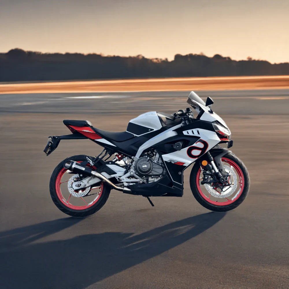 Barrel Outlaw 2.0 Full System Exhaust for Aprilia RS457 with Header Pipe | 304 Stainless Steel Performance Exhaust (Side Exit & Underbelly) — Underbelly image 2