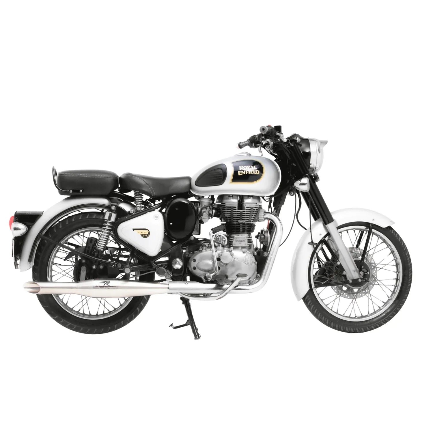 Red Rooster Rumbler Max Exhaust for Royal Enfield Hunter 350 – Polish / Matte / Black — Matte image 11
