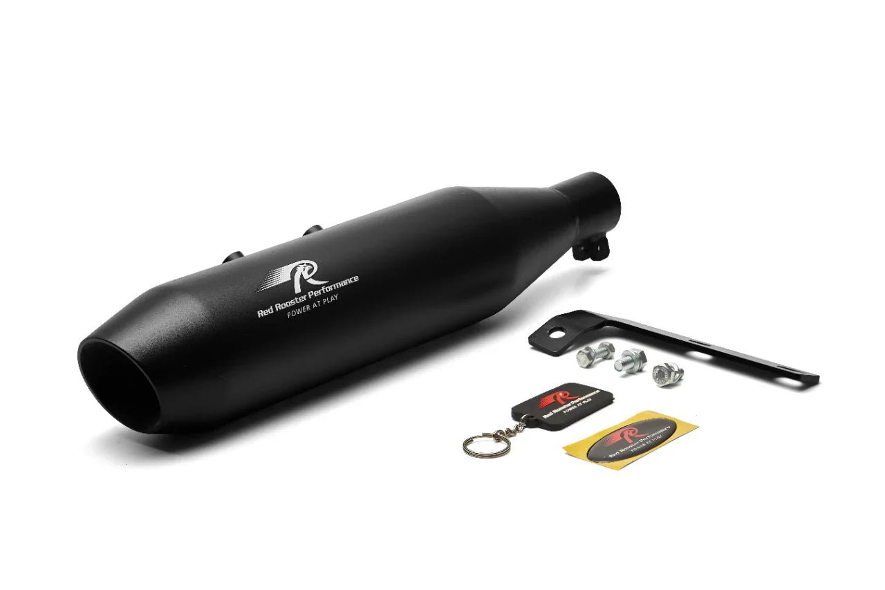 Red Rooster Rumbler Max Exhaust for Royal Enfield Hunter 350 – Polish / Matte / Black — Matte image 3