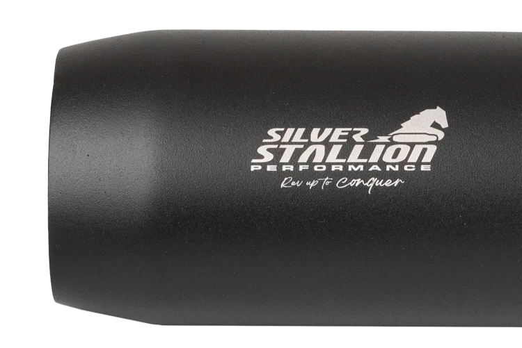 Silver Stallion Performance Exhaust for Royal Enfield Classic 650 | +2 BHP Power Boost Slip-On Exhaust | Silver, Matte Black & Brushed — Black Matte