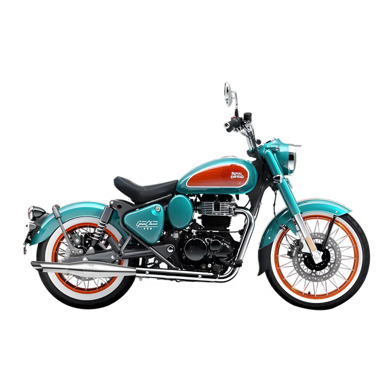 Red Rooster Rumbler Ace Exhaust for Royal Enfield Goan Classic 350 (Polish / Black / Matte) — Polish image 9