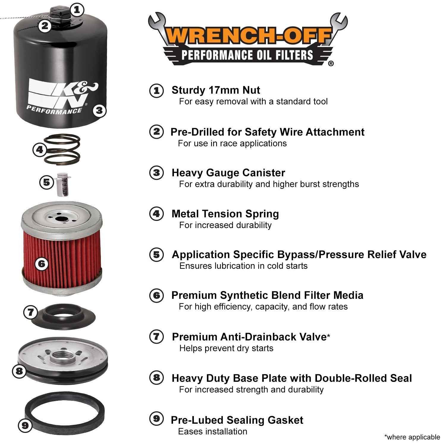 K&N KN-204 High Flow Oil Filter for Triumph & Harley Davidson Street 750 | Premium Racing Spin-On Filter image 2