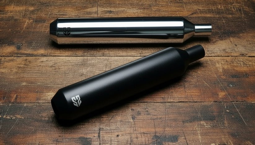 SS Motocorp Slip-On Exhaust for Royal Enfield Meteor 350 | Steel Polished & Matte Black Finish Performance Silencer — Matte Black Finish image 4