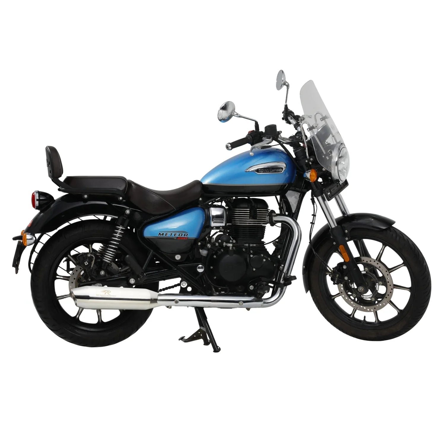 Red Rooster Rumbler Max Exhaust for Royal Enfield Hunter 350 – Polish / Matte / Black — Black image 8