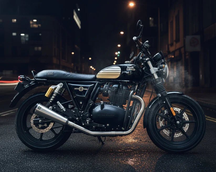 SS Motocorp 2x2 Full System Exhaust with Fat Cans for Royal Enfield Interceptor 650 / Continental GT 650 | Dual Exhaust Performance System (2 & 4 O2 Sensor Compatible) — 2 Nos. O2 Sensors-Old Version - Matte Finish
