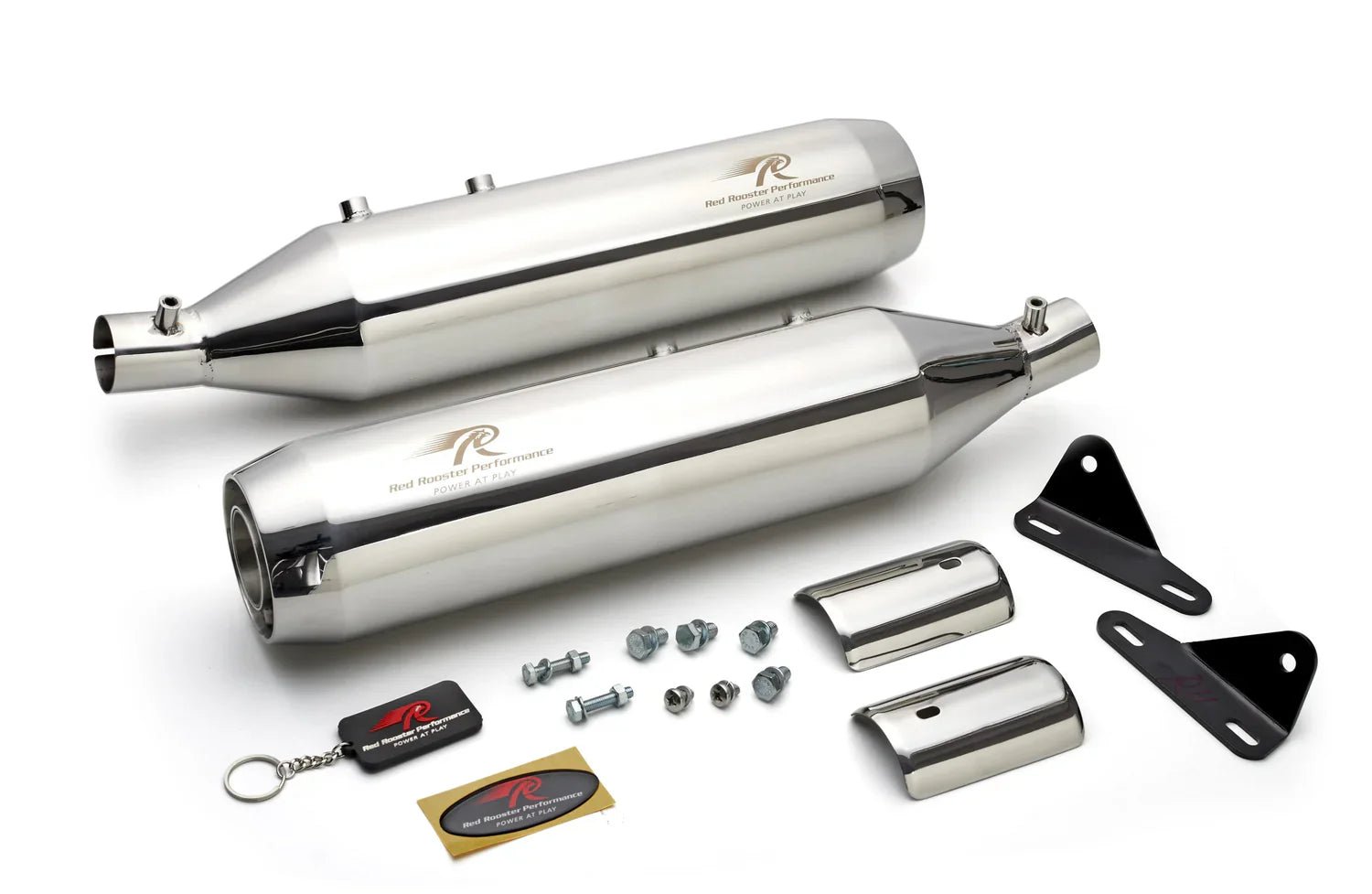 Red Rooster Astral Exhaust for Royal Enfield Super Meteor – Performance Slip-On (Black / Polish) — Polish