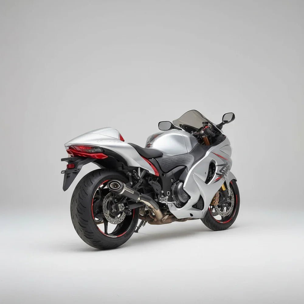 Barrel Outlaw 2.0 Slip-On Exhaust with Link Pipe for Suzuki Hayabusa Gen 3 | 304 Stainless Steel Performance Exhaust (Black/Titanium) — Titanium image 3