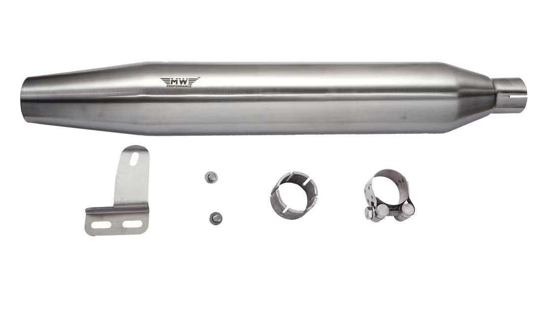 Motowings Performance Type II Cone Barrel Exhaust (Steel Matte) for Royal Enfield Classic 350 / 500 UCE | Premium Retro Slip-On Thump Upgrade