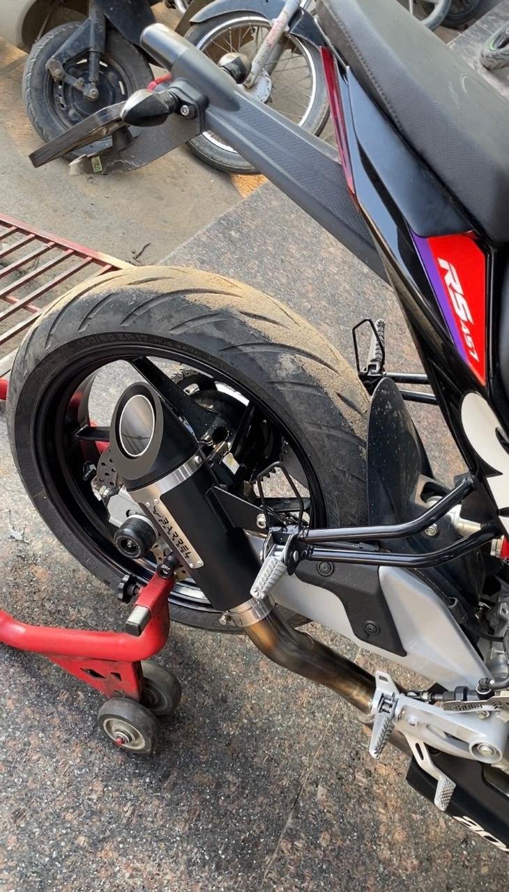 Barrel Outlaw 2.0 Full System Exhaust for Aprilia RS457 with Header Pipe | 304 Stainless Steel Performance Exhaust (Side Exit & Underbelly) — Side Exit image 4