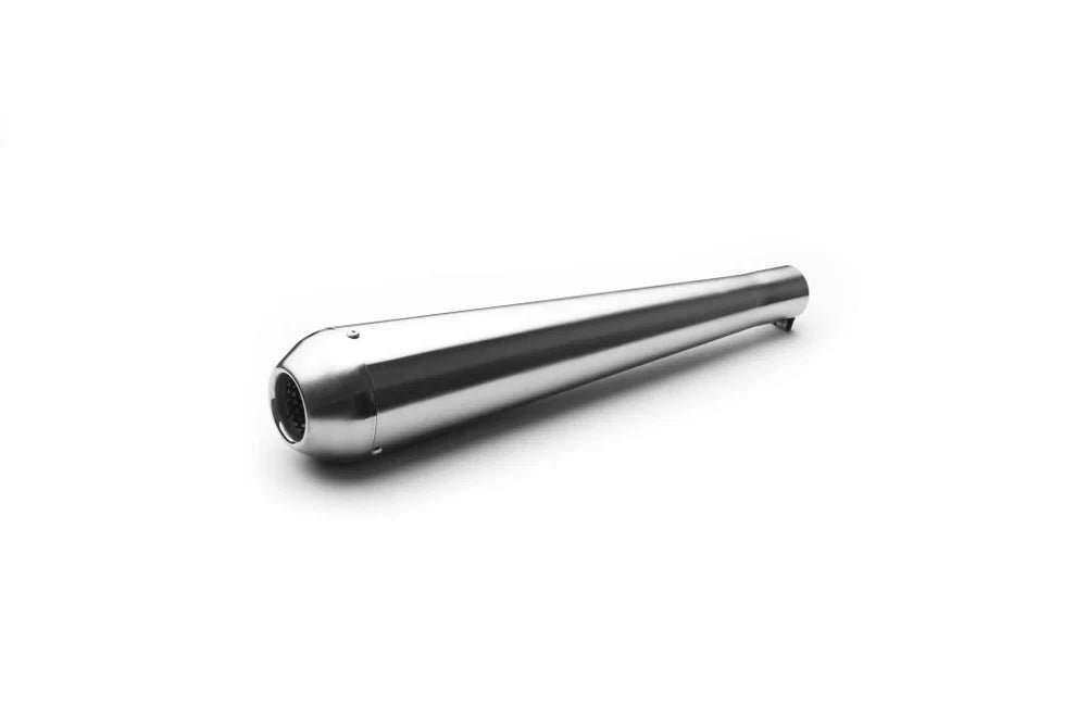 AEW Megaphone Exhaust Silencer for Royal Enfield Motorcycles | Mild Steel Chrome, Heat Resistant Full Black & Stainless Steel Matt Polish | AEW Performance Exhaust — Mild Steel Chrome image 3