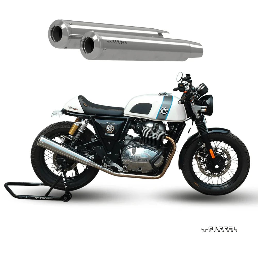 Barrel Exhaust-10 Bass Master Polish Slip-On Exhaust for Royal Enfield Interceptor 650 / Continental GT 650 | 304 Stainless Steel image 5