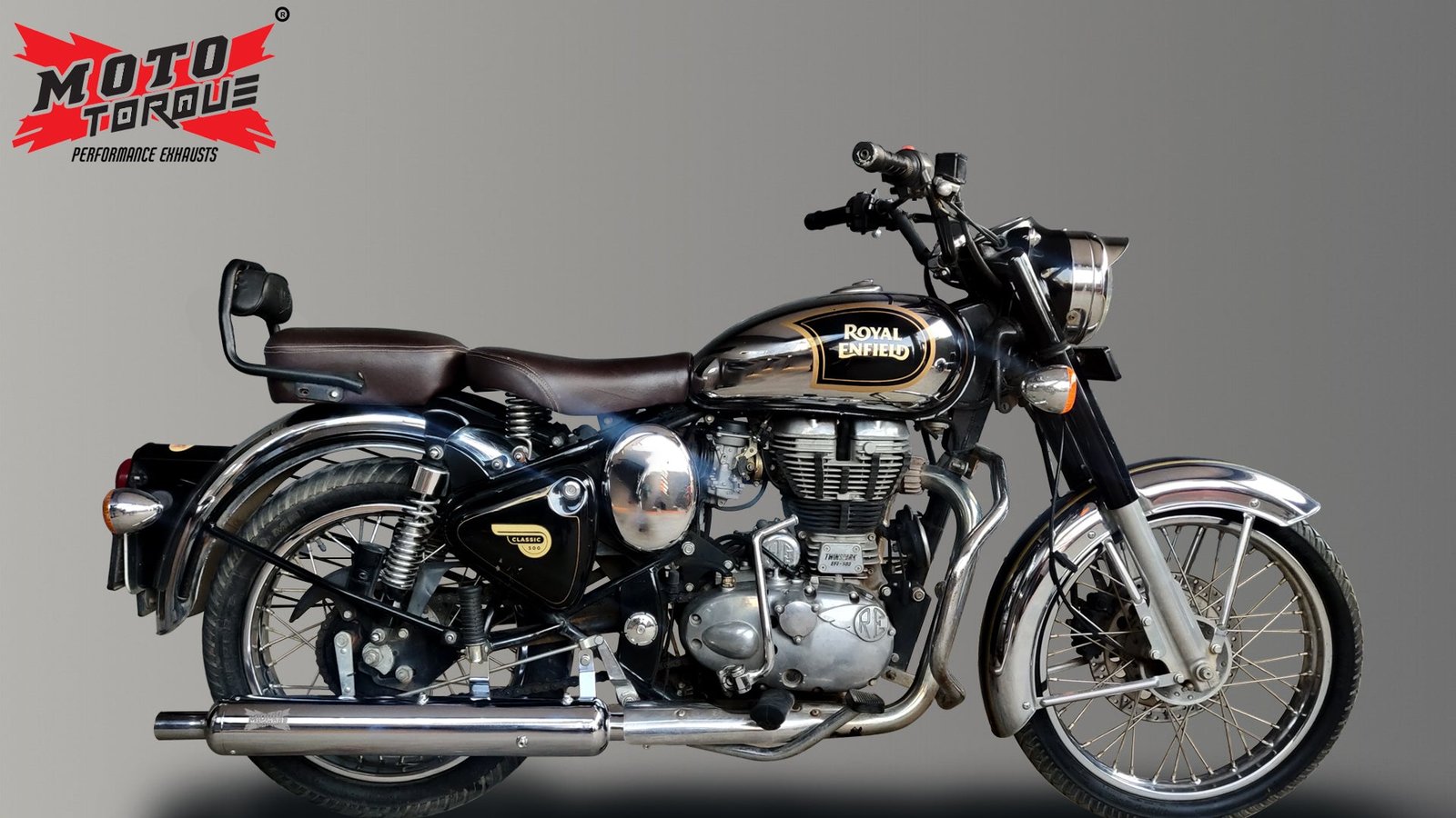 Moto Torque Replica Chrome Exhaust for Royal Enfield Classic 350/500 BS4 | Performance Exhaust with Bass Sound image 4