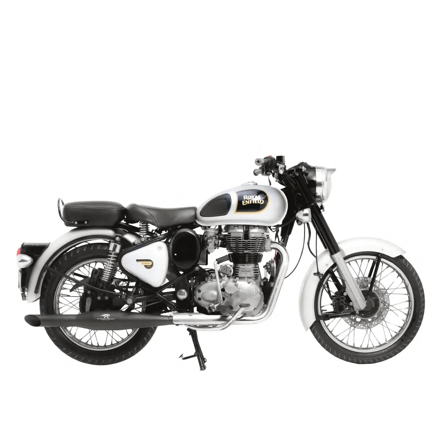 Red Rooster Rumbler Black Matte Exhaust – SS304 Performance Silencer Exhaust for Royal Enfield Classic, Bullet & Thunderbird