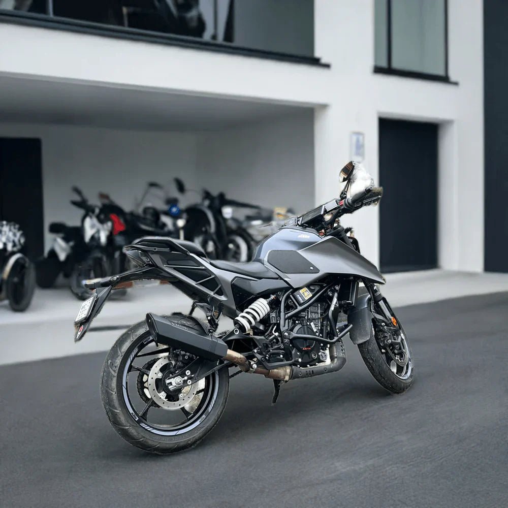 Barrel Rogue 2.0 Slip-On Exhaust with Mid Pipe for KTM Gen 3 Duke 250 & Duke 390 | 304 Stainless Steel Performance Exhaust (Black & Steel) — 390 cc / Black