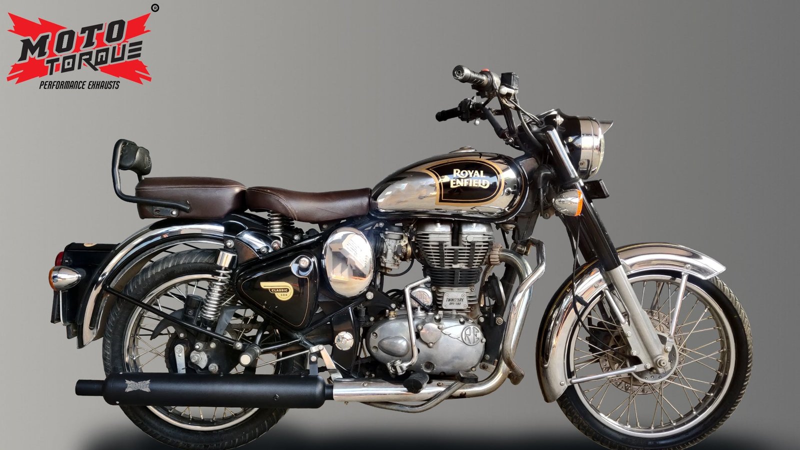 Moto Torque Replica Black Exhaust (BS4) for Royal Enfield – Stock Look Performance Bass Silencer image 5