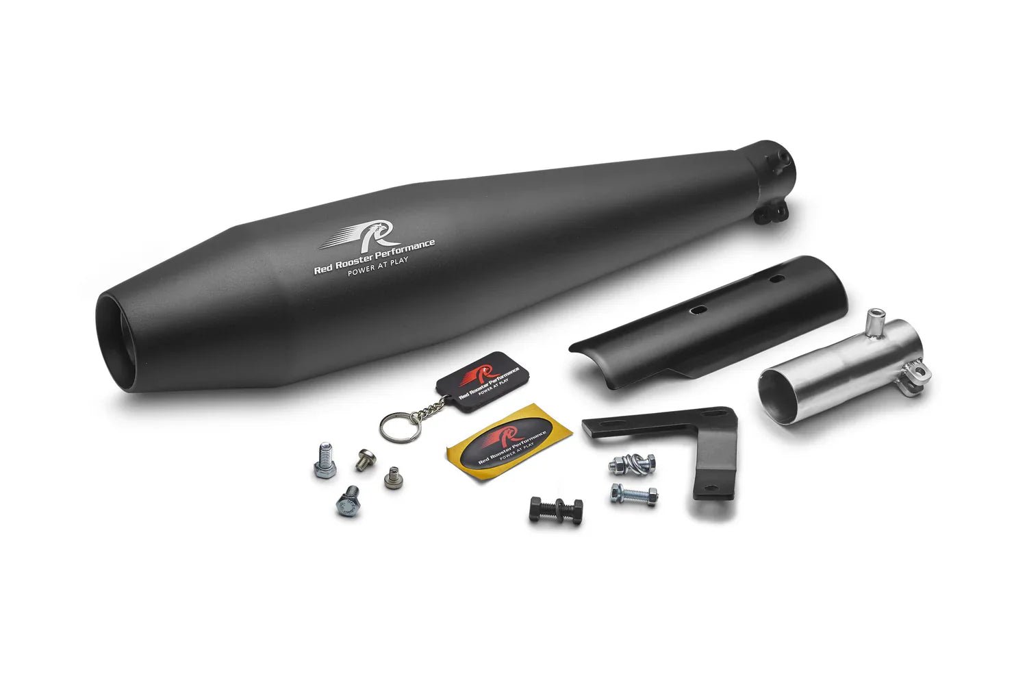 Red Rooster Pegasus Exhaust for Honda H’ness CB350 (Polish / Black) — Black