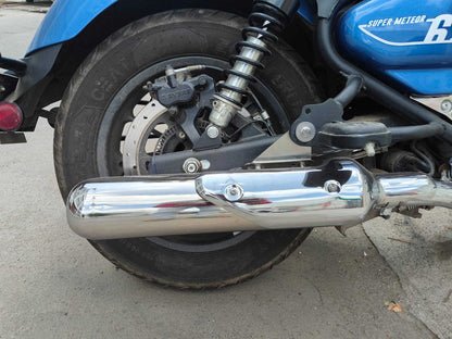 KP Racing System Replica SS Exhaust for Royal Enfield Super Meteor 650 | SS304 Stainless Steel Performance Silencer with Ceramic Fibre Wool & Lifetime Rust Warranty