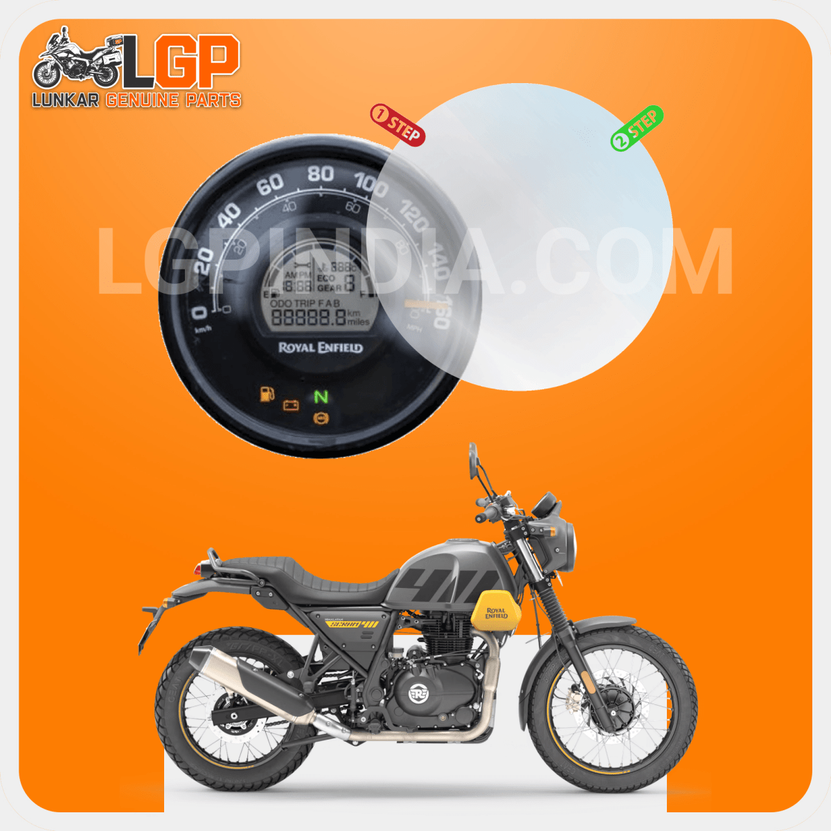 LGP SCREEN GUARD DISPLAY PROTECTOR ROYAL ENFIELD — ROYAL ENFIELD HUNTER (METRO VARIANT - 90 mm) SCRAM 411 / GUERRILLA 450