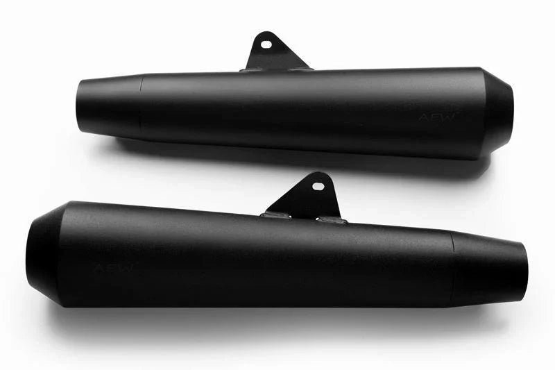 AEW TE 103 Megaphone Performance Exhaust for Interceptor 650 / Continental GT 650 | Black & Stainless Steel Variants — Stainless Steel Matt Polish image 3