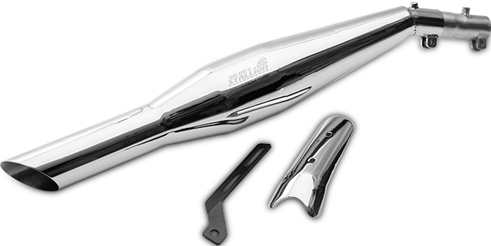 Honda CB350 Drift Performance Exhaust | Silver Stallion | +1.5 BHP Boost | Silver / Textured Black / Brushed — Texture Black