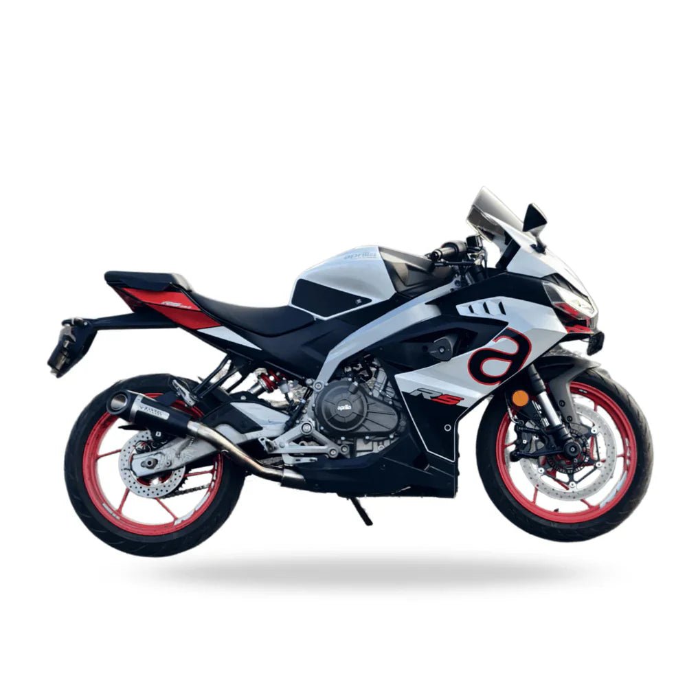 Barrel Outlaw 2.0 Full System Exhaust for Aprilia RS457 with Header Pipe | 304 Stainless Steel Performance Exhaust (Side Exit & Underbelly) — Side Exit image 6