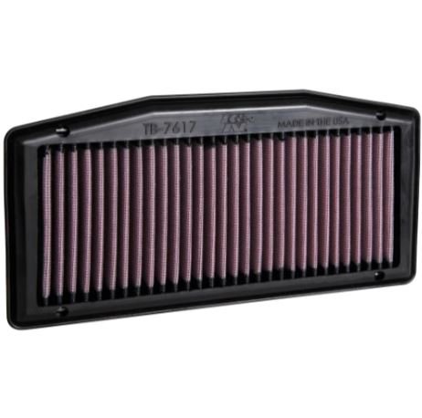 K&N High-Flow Lifetime Performance Air Filter TB-7617 for Triumph Street Triple 765 / 660 | Washable Cotton Gauze Panel Air Filter Upgrade