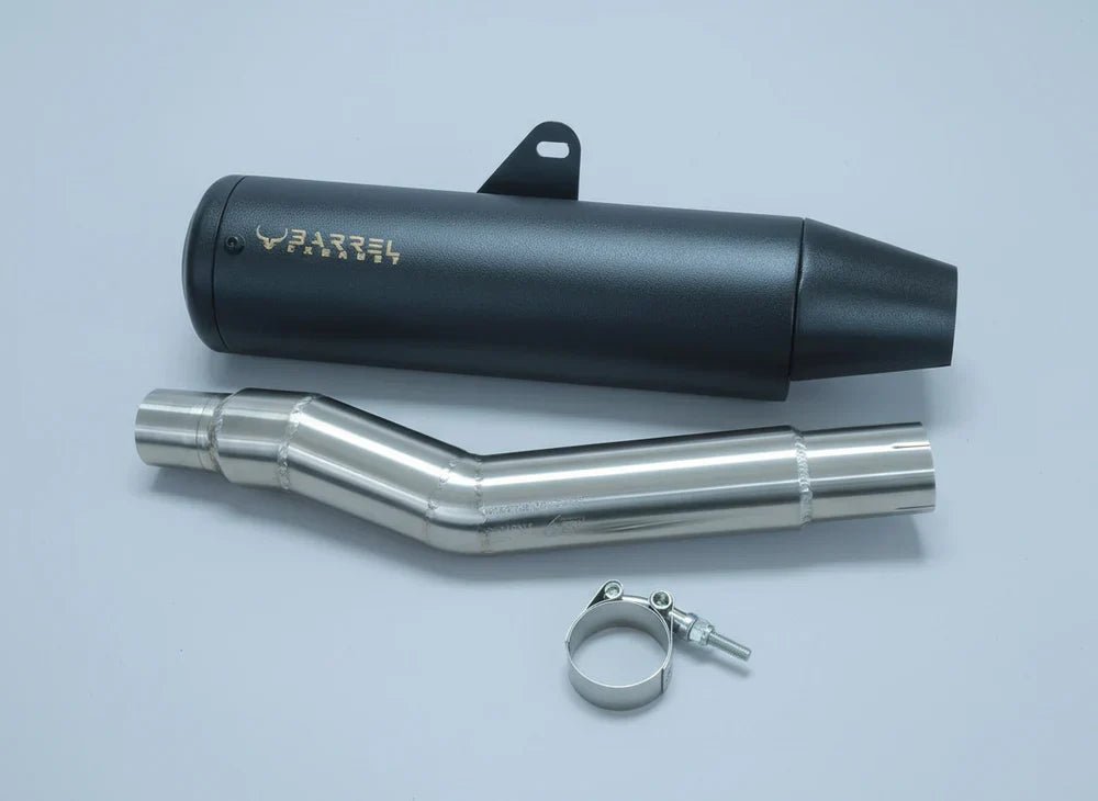 Barrel Bass Master B-20 Slip-On Exhaust with Decat Pipe for Royal Enfield Bear 650 | 304 Stainless Steel Performance Exhaust (O2 & O3 Sensor Variants) — 2