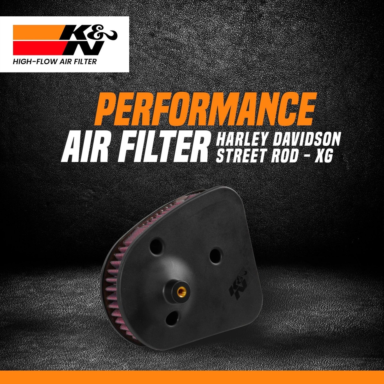 K&N High Performance Air Filter for Harley Davidson Street Rod 750 2017 - HD-4915 | Reusable High Flow Cotton Air Filter Upgrade