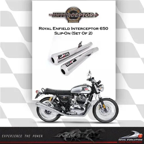Devil Evolution Slip-On Exhaust Set for Royal Enfield Interceptor 650 & Continental GT 650 | Stainless Steel Megaphone Silencers (Set of 2)