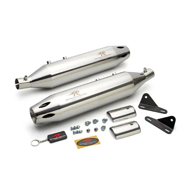 Red Rooster Astral Pro Exhaust for Royal Enfield Super Meteor 650 – Performance Slip-On (Polish / Black) — Black image 2