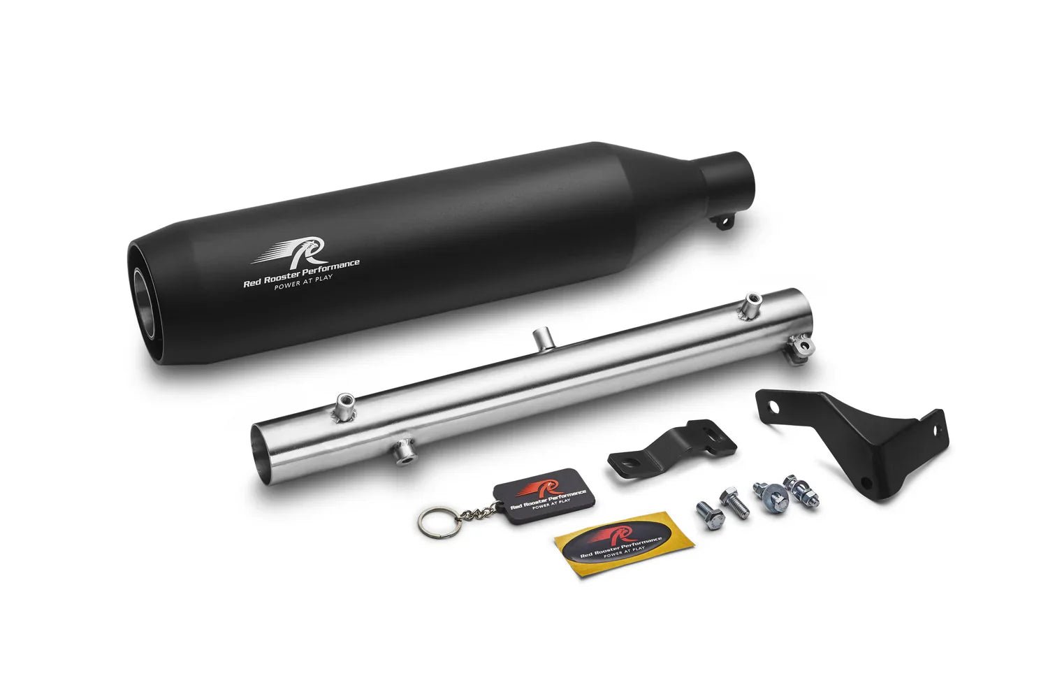 Red Rooster Polestar Pro Exhaust for Royal Enfield Classic Reborn 350 – Performance Slip-On (Black / Polish) — Black