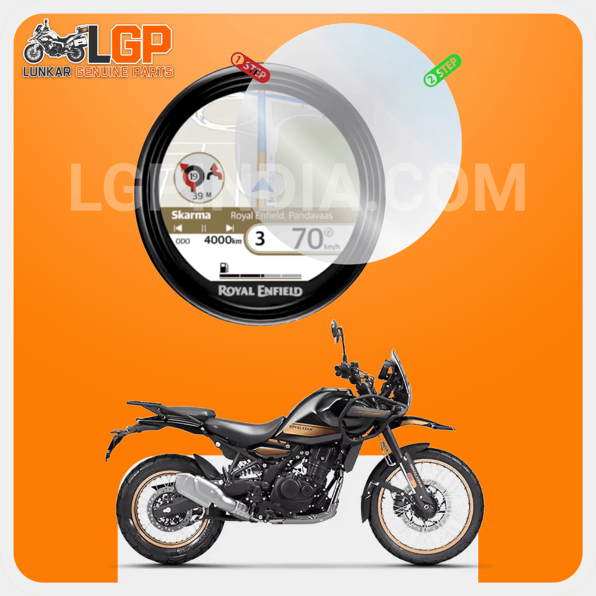 LGP SCREEN GUARD DISPLAY PROTECTOR ROYAL ENFIELD — ROYAL ENFIELD HUNTER (RETRO VARIANT - 85 mm) image 3