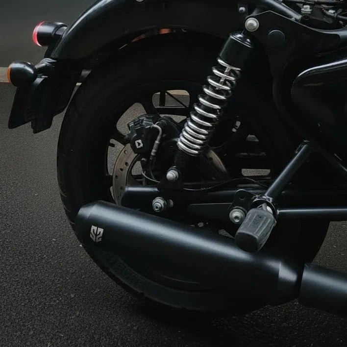 SS Motocorp Slip-On Exhaust for Royal Enfield Classic Reborn 350 | Steel Polished & Matte Black Finish Performance Silencer — Matte Black Finish image 7
