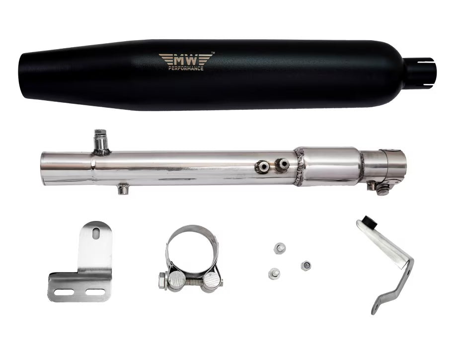 Motowings Magnetor Black Performance Exhaust for Royal Enfield Meteor 350 / Classic 350 Reborn (BS6 J Platform) – Stainless Steel 304
