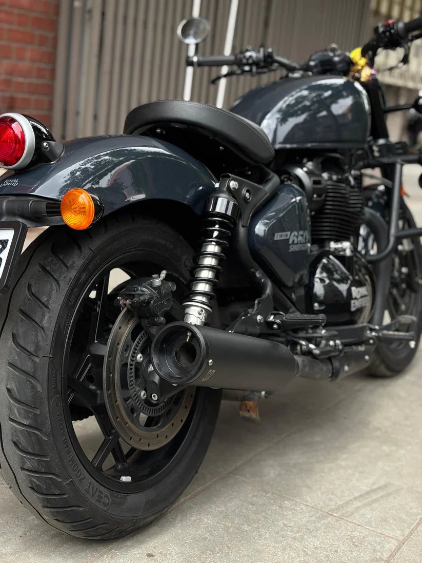 SS Motocorp Slip-On Exhaust Silencer (Pair) Black Finish for Royal Enfield Shotgun 650 | Performance Exhaust with DB Killers image 2