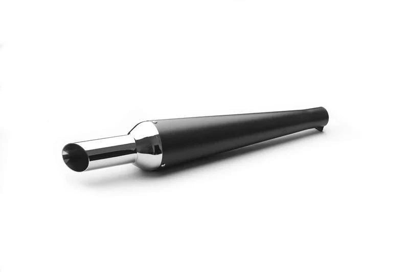 AEW New Monster Performance Exhaust Silencer for Royal Enfield Motorcycles | Chrome, Black Chrome, Full Black & Stainless Steel Matt Polish | AEW — Mild Steel Heat Resistant Black Chrome