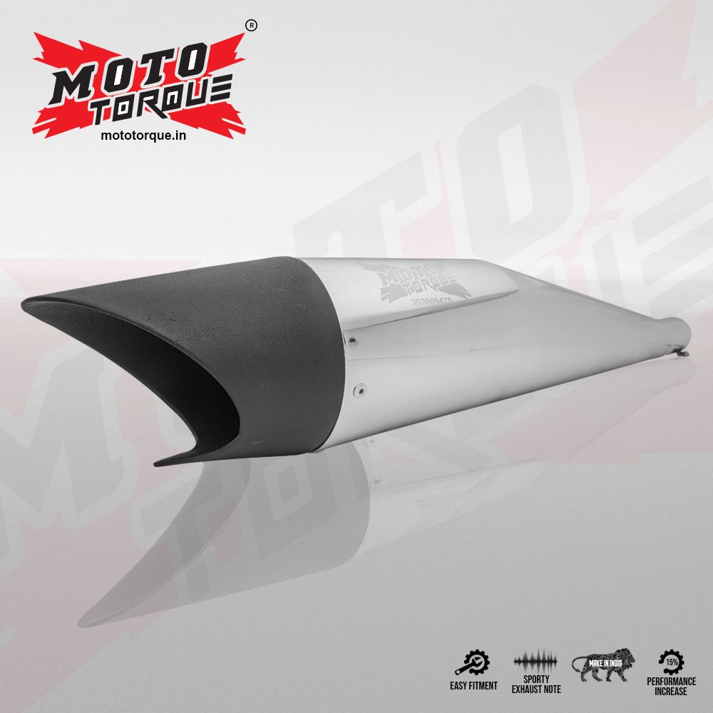 Moto Torque Shark Half Chrome Performance Exhaust for Royal Enfield – Universal UCE Slip-On Exhaust image 4