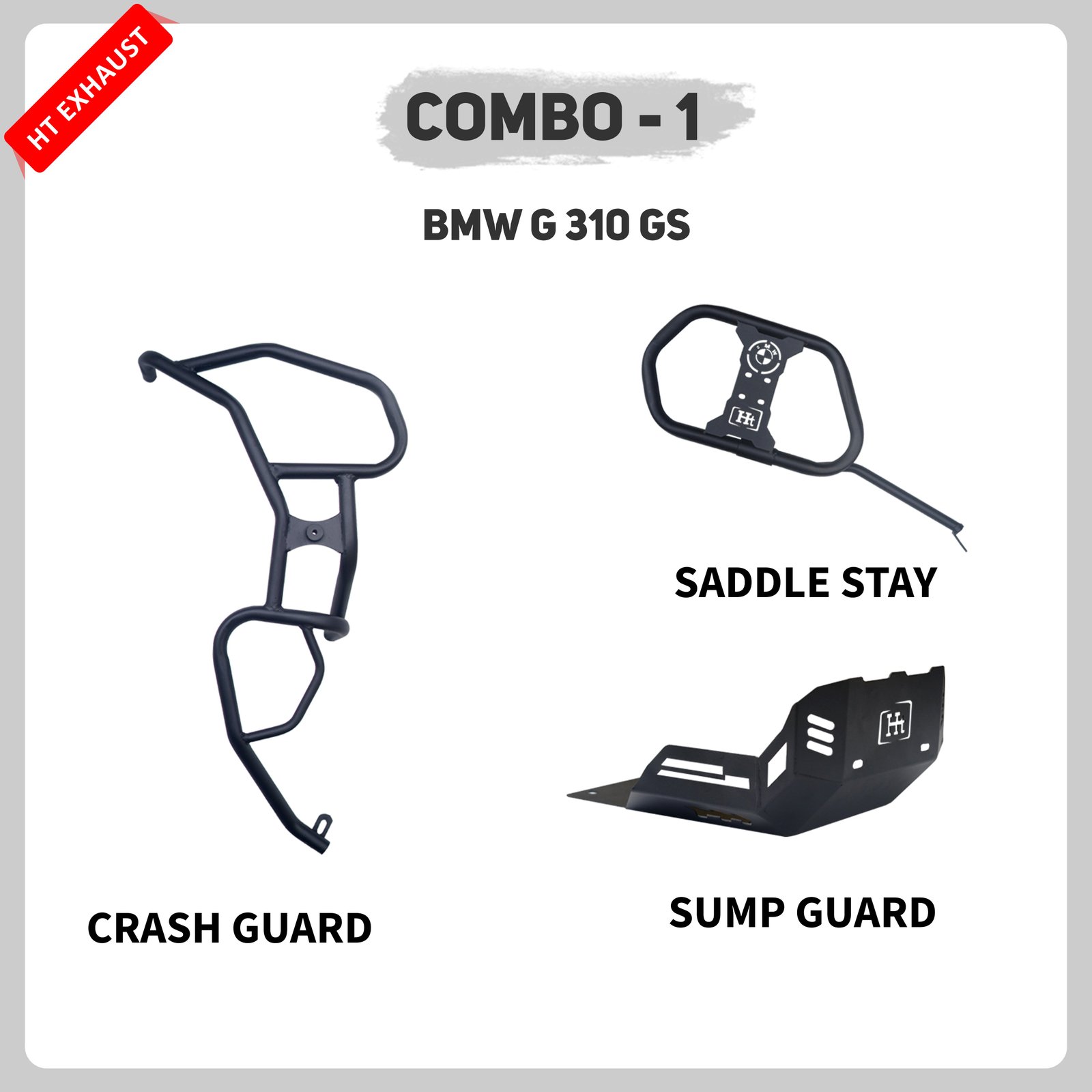 COMBO 1 BMW G 310 GS CRASH GUARD + SADDLE + SUMP GUARD image 2