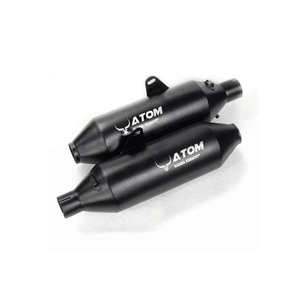Barrel Atom Black Performance Exhaust for Royal Enfield Interceptor 650 / Continental GT 650 | Free Flow Exhaust