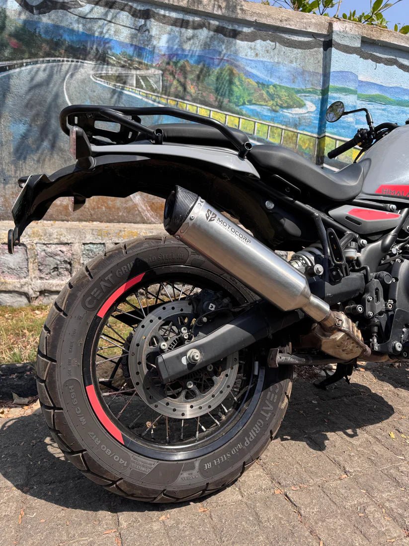 SS Motocorp Full System Exhaust for Royal Enfield Himalayan 450 | Stainless Steel Header + Carbon Fiber Tip Slip-On Performance Exhaust image 3